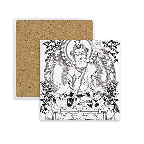 Culture Guanyin Chinese Character Figure Square Coaster Cup Mat Mug Subplate Holder Insulation Stone