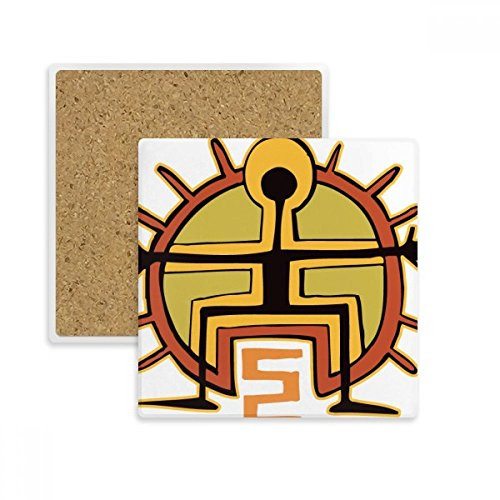 Egypt Figure Sun Totem Abstract Square Coaster Cup Mat Mug Subplate Holder Insulation Stone