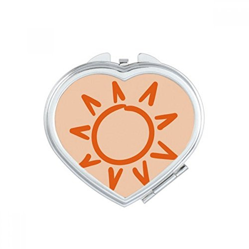 Sunshine Sun Hand Painting Orange Heart Mirror Travel Magnification Portable Handheld Pocket Makeup