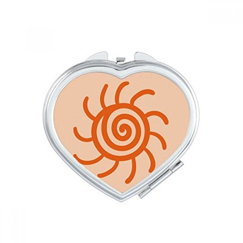 Sun Sunshine Hand Painting Orange Heart Mirror Travel Magnification Portable Handheld Pocket Makeup