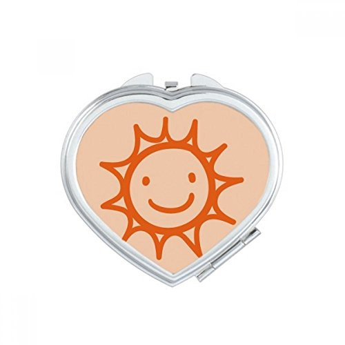 Hand Painting Orange Sun Sle Heart Mirror Travel Magnification Portable Handheld Pocket Makeup Hand Painting Orange Sun Sle Heart Mirror Travel Magnification Portable Handheld Pocket Makeup