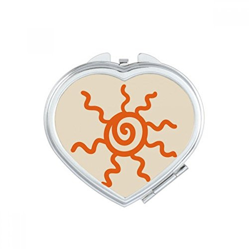 Orange Hand Painting Sunshine Sun Heart Mirror Travel Magnification Portable Handheld Pocket Makeup