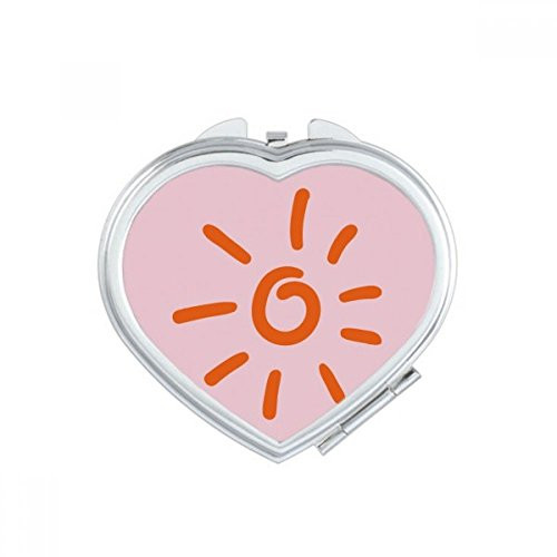 Orange Hand Painting Sun Weather Heart Mirror Travel Magnification Portable Handheld Pocket Makeup Orange Hand Painting Sun Weather Heart Mirror Travel Magnification Portable Handheld Pocket Makeup