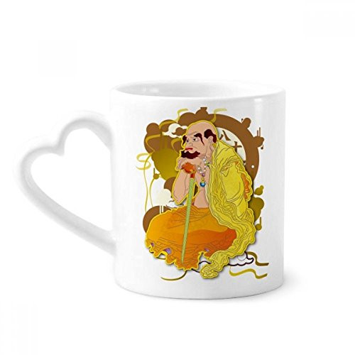 Culture Figure Eighteen Arhats Pattern Mug Coffee Ceramic Drinkware Glass Heart Cup