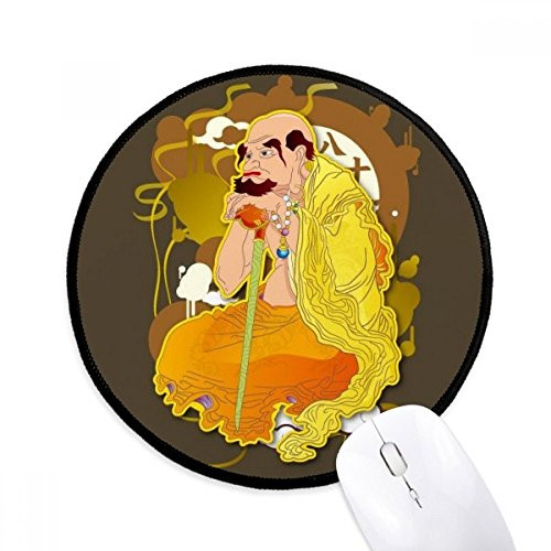 Culture Figure Eighteen Arhats Pattern Mouse Pad Desktop Office Round Mat for Computer
