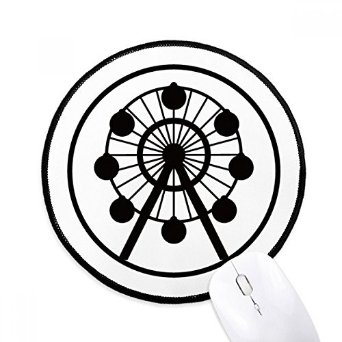 Ferris Wheel Amusement Park Black Outline Mouse Pad Desktop Office Round Mat for Computer