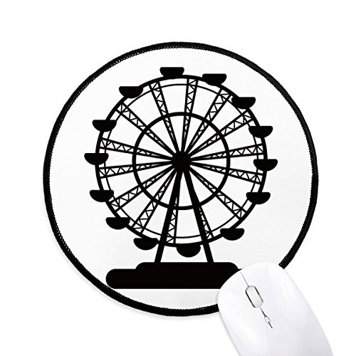 Black Ferris Wheel Amusement Park Outline Mouse Pad Desktop Office Round Mat for Computer