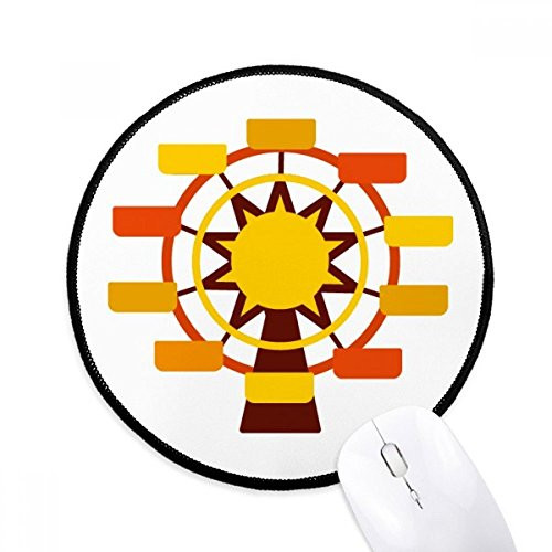 Amusement Park Ferris Wheel Color Illustration Mouse Pad Desktop Office Round Mat for Computer