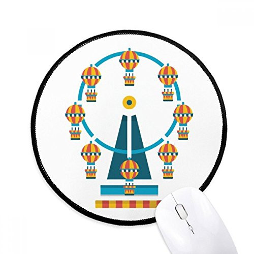 Amazing Funny Park Ferris Wheel Illustration Mouse Pad Desktop Office Round Mat for Computer