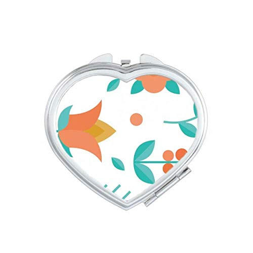 Orange Green Flower Paint Heart Mirror Travel Magnification Portable Handheld Pocket Makeup Orange Green Flower Paint Heart Mirror Travel Magnification Portable Handheld Pocket Makeup