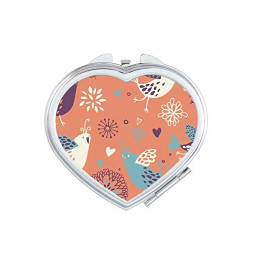 Orange Flower Paint Heart Mirror Travel Magnification Portable Handheld Pocket Makeup Orange Flower Paint Heart Mirror Travel Magnification Portable Handheld Pocket Makeup