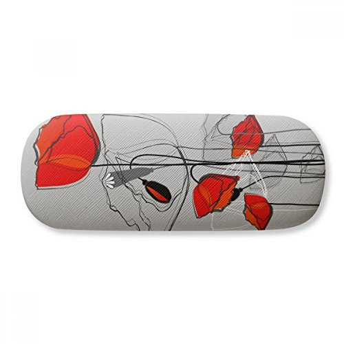 Red Flowers Abstract Art Line Painting Corn Glasses Case Eyeglasses Hard Shell Storage Spectacle Box