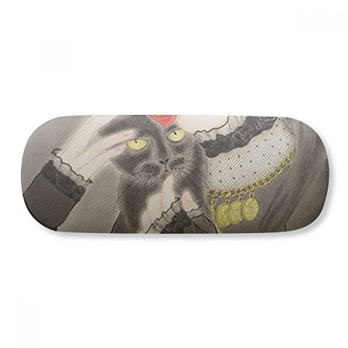 Beauty Black Cat Chinese Style Watercolor Glasses Case Eyeglasses Hard Shell Storage Spectacle Box