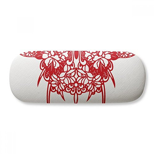 Chinese Kite Butterfly in Red Glasses Case Eyeglasses Hard Shell Storage Spectacle Box