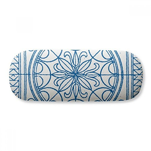 Talavera Style Decorative Blue Pattern Glasses Case Eyeglasses Hard Shell Storage Spectacle Box