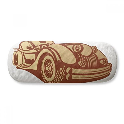 Brownish Red Classic Cars Outline Glasses Case Eyeglasses Hard Shell Storage Spectacle Box