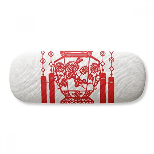 Lantern Chinese Paper Cutting Red Pattern Glasses Case Eyeglasses Hard Shell Storage Spectacle Box