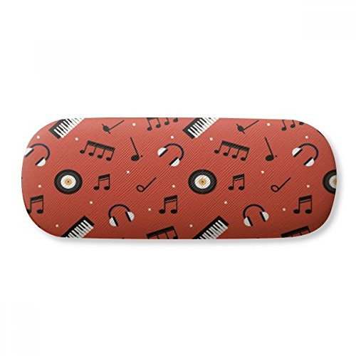Black Record And Music Notes Red Glasses Case Eyeglasses Hard Shell Storage Spectacle Box