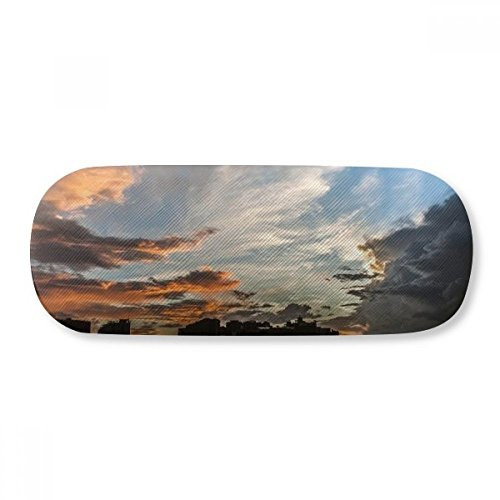 Dark Blue Sky Colorful Clouds Glasses Case Eyeglasses Hard Shell Storage Spectacle Box