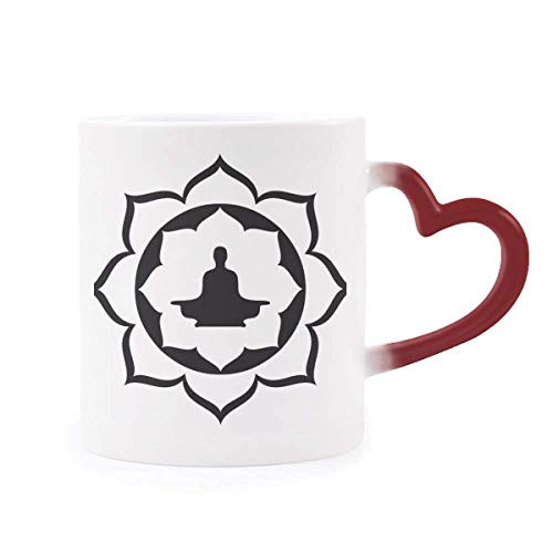 Customs Lotus Figure Simple Illustration Pattern Heat Sensitive Mug Red Color Changing Stoneware Cup