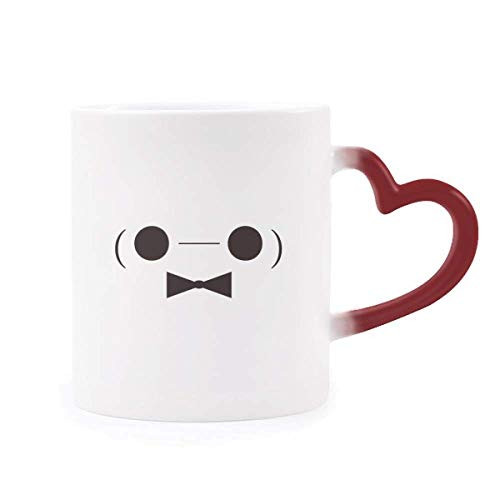 Lovely Face Figure Baymax Heat Sensitive Mug Red Color Changing Stoneware Cup