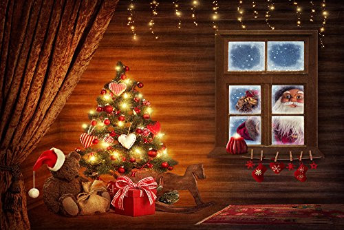 Christmas Tree Santa Claus Theme Pictorial Photography Background Cloth 9X6ft Customized Waterproof Vinyl Booth Photo Studio Backdrop Prop