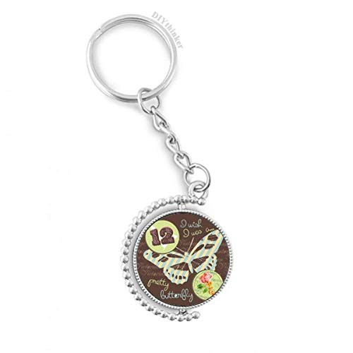 Rose Stamps and Butterfly Rotatable Keyholder Ring Disc Accessories Chain Clip