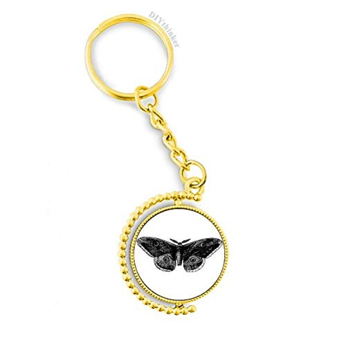 Black Butterfly Kite Metal Connector Key Chain Ring Accessory Golden Keyholder