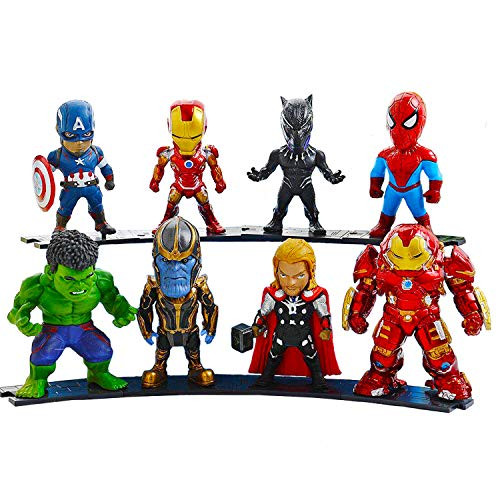 Boenxin Marvel Avengers Titan Hero Series Exclusive-Iron Man?Hulk?Thor?Spider-Man?Captain America?Hulkbuster?Thanos?Black Panther 8 Figure Set/Car Decoration