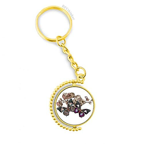 Flowers and Butterfly Metal Connector Key Chain Ring Accessory Golden Keyholder