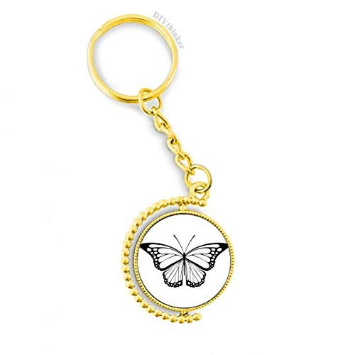 Simple Black Butterfly Specimen Metal Connector Key Chain Ring Accessory Golden Keyholder