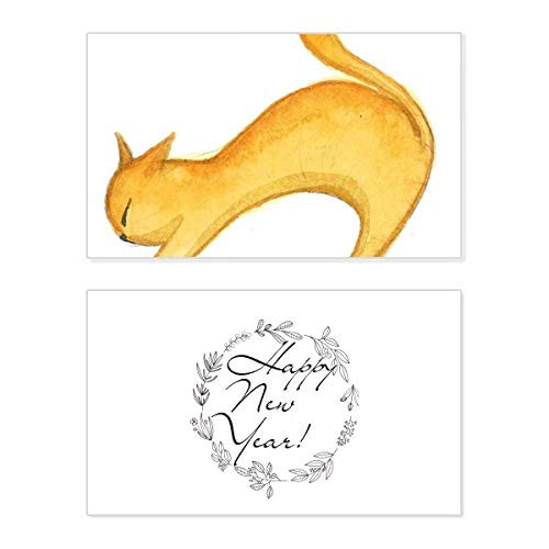 Miaoji Painting Orange Cat Watercolor New Year Festival Greeting Card Bless Message Present