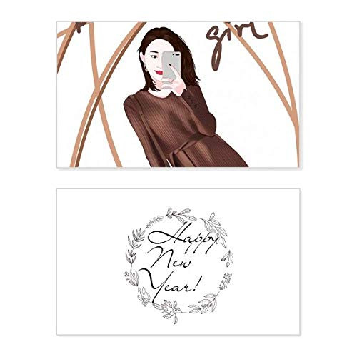 Beautiful Girl Figure Art Design Illustration New Year Festival Greeting Card Bless Message Present