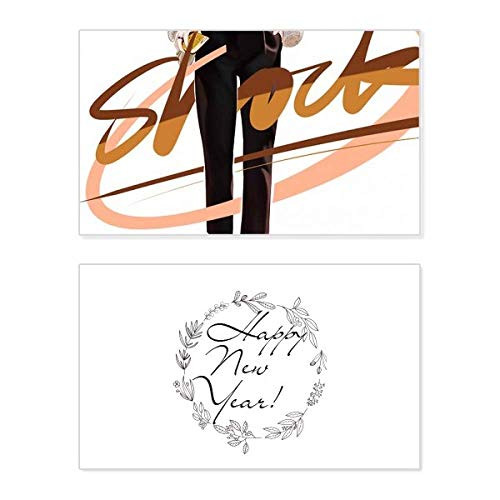 Shock Girl Figure Design Illustration Art New Year Festival Greeting Card Bless Message Present