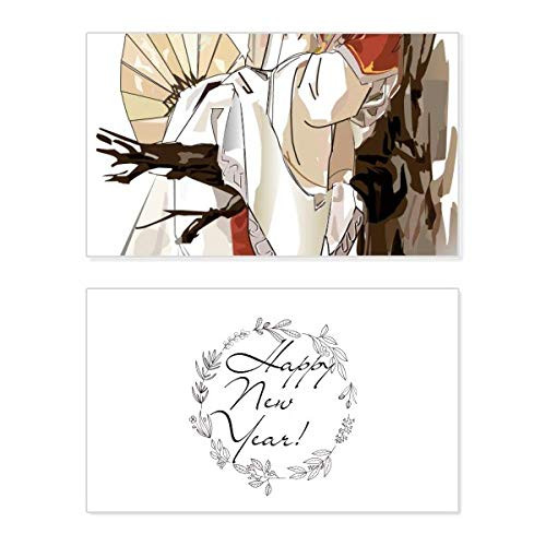 China Chinese Archaic Man Figure Pattern New Year Festival Greeting Card Bless Message Present
