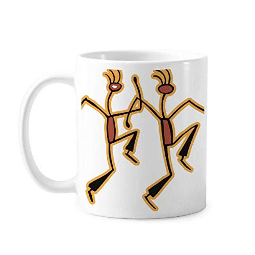 Egypt Figure Dancing Funny Pattern Mug Pottery Ceramic Coffee Porcelain Cup Tableware
