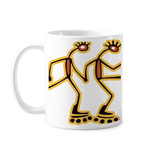 Egypt Figure Roller Skating Pattern Mug Pottery Ceramic Coffee Porcelain Cup Tableware