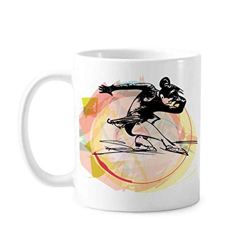 Winter Sport Figure Skating Watercolor Illustration Mug Pottery Ceramic Coffee Porcelain Cup Tableware
