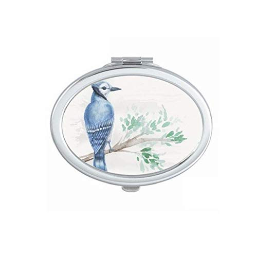 Branch Blue Parrot Art Deco Gift Fashion Mirror Portable Fold Hand Makeup Double Side Glasses