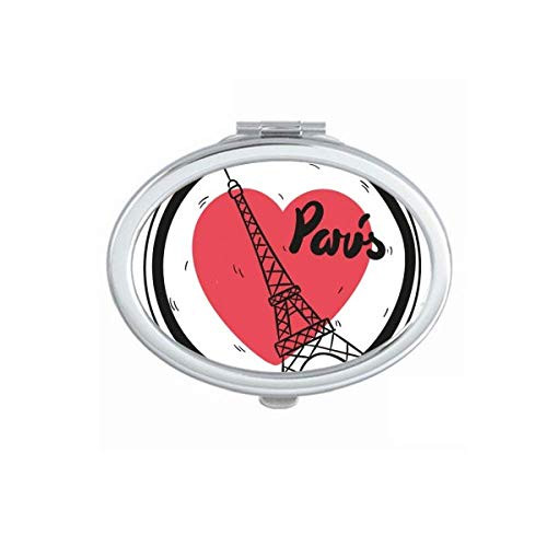 City Paris France Eiffel Tower Love Mirror Portable Fold Hand Makeup Double Side Glasses