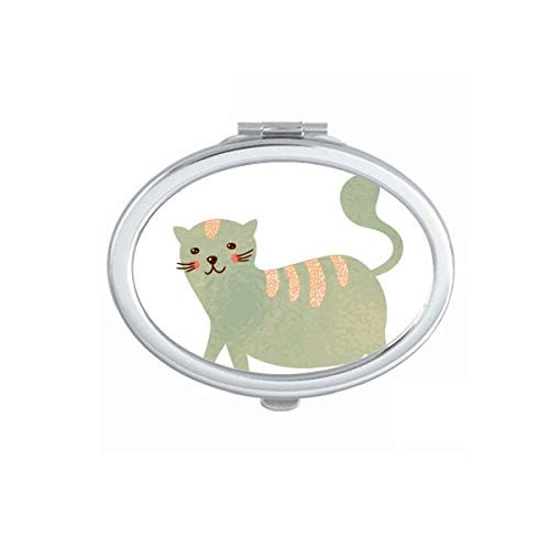 Cute Cyan Cat Animal Watercolor Mirror Portable Fold Hand Makeup Double Side Glasses