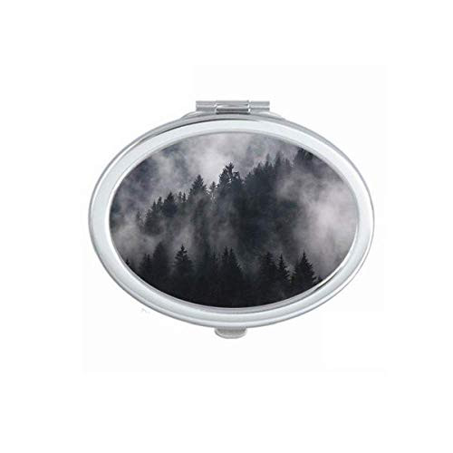 Dark Forest Mountain Fog Mist Mirror Portable Fold Hand Makeup Double Side Glasses