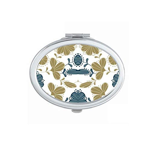 Decorative Classic Floral Pattern Golden Mirror Portable Fold Hand Makeup Double Side Glasses