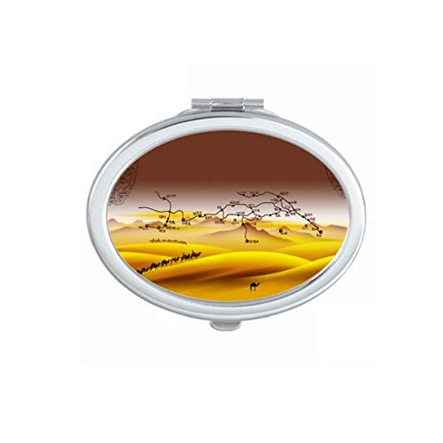 Desert Along the Way to the Silk Road Map Mirror Portable Fold Hand Makeup Double Side Glasses