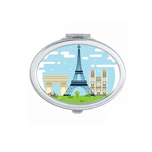 Eiffel Tower France Landmark Illustration Mirror Portable Fold Hand Makeup Double Side Glasses