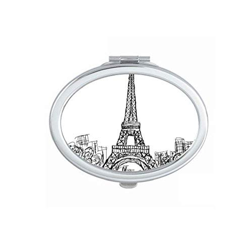 Eiffel Tower Square France Paris Mirror Portable Fold Hand Makeup Double Side Glasses