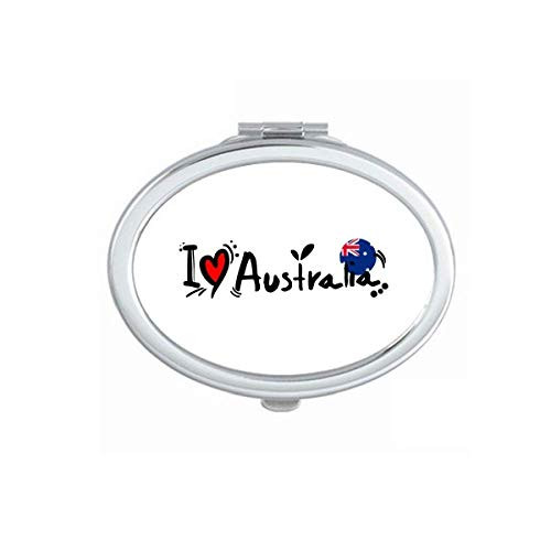I Love Australia World Flag Heart Mirror Portable Fold Hand Makeup Double Side Glasses