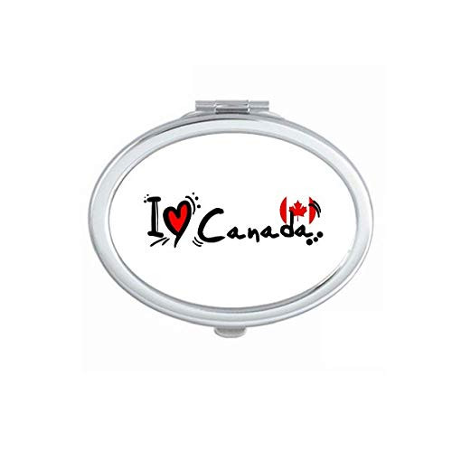 I Love Canada Word Flag Heart Mirror Portable Fold Hand Makeup Double Side Glasses