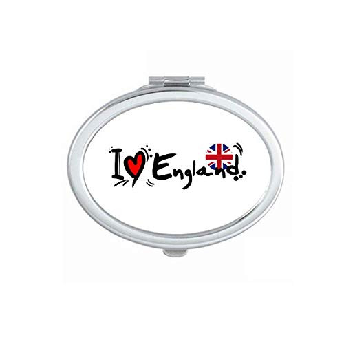 I Love England World Flag Heart Mirror Portable Fold Hand Makeup Double Side Glasses
