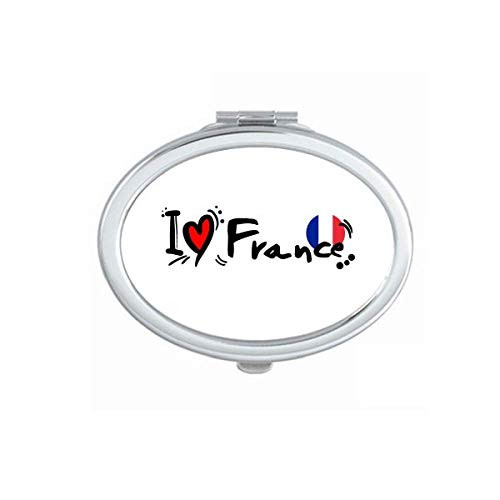 I Love France World Flag Heart Mirror Portable Fold Hand Makeup Double Side Glasses